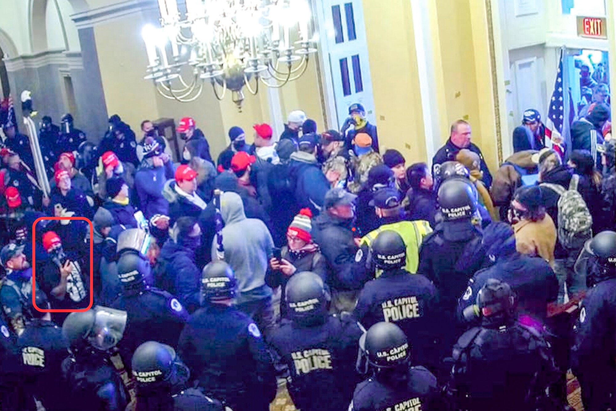 A photo from security video taken inside the U.S. Capitol on Jan. 6, 2021.