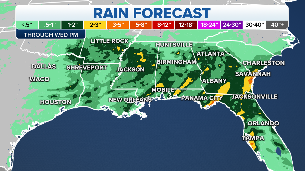 Southeast faces storm risk as cold front sweeps through region