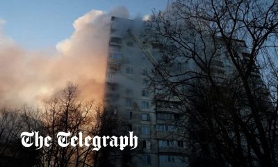 Kyiv's Mayor Klitschko speaks outside residential building hit by missile, before imposing curfew