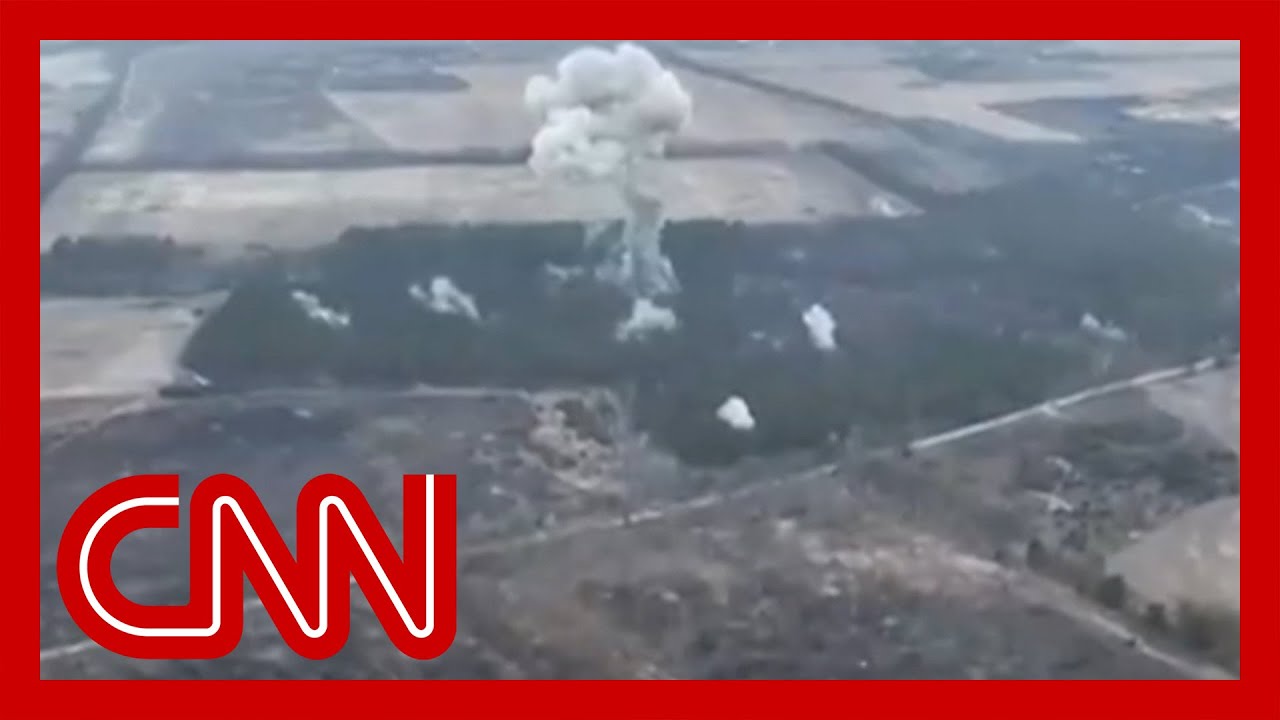 Video shows bomb strike on Russian forces in forest