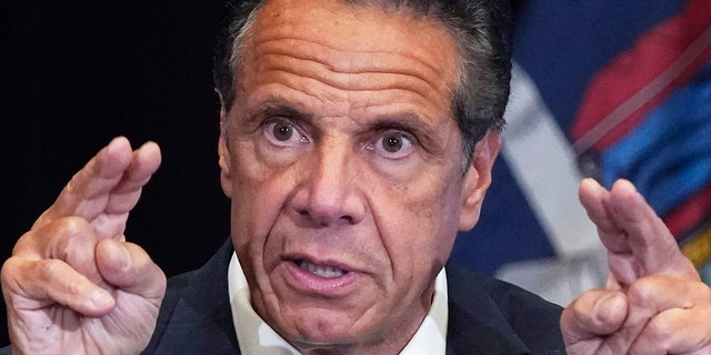 New York Gov. Andrew Cuomo speaks during a news conference at Yankee Stadium on July 26, 2021.