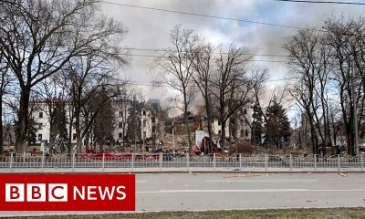 Russia attacks theatre sheltering civilians in besieged city of Mariupol – BBC News