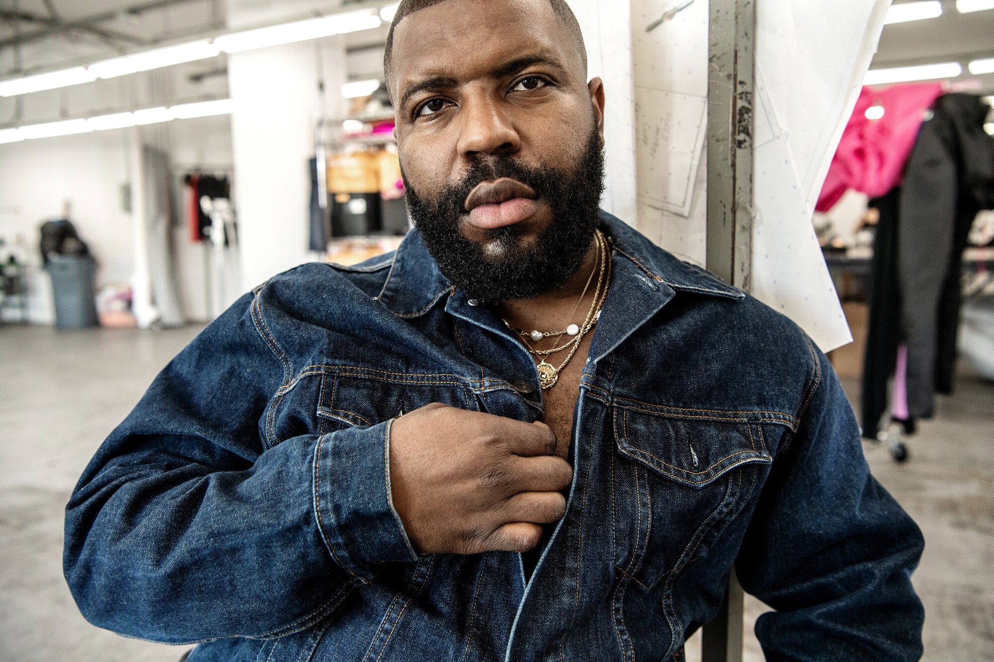 Designer Marquise Miller at his studio in DLTA on Monday, Feb. 14, 2022 in Los Angeles, CA.