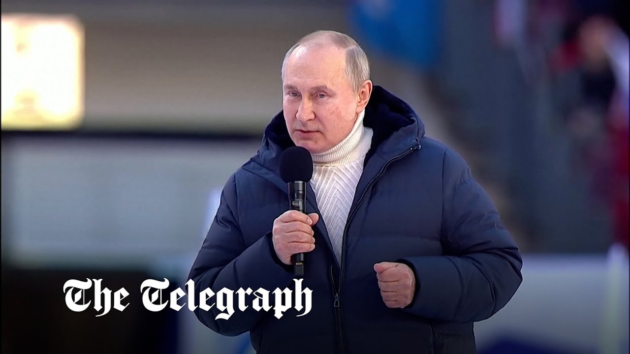 Russian state television cut off Putin speech before he limps off the stage