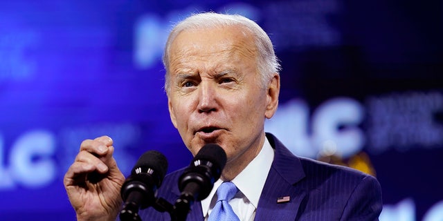 President Biden speaks at the National League of Cities Congressional City Conference March 14, 2022, in Washington, D.C.