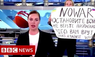 Russian journalist explains on-air TV protest over Ukraine war – BBC News
