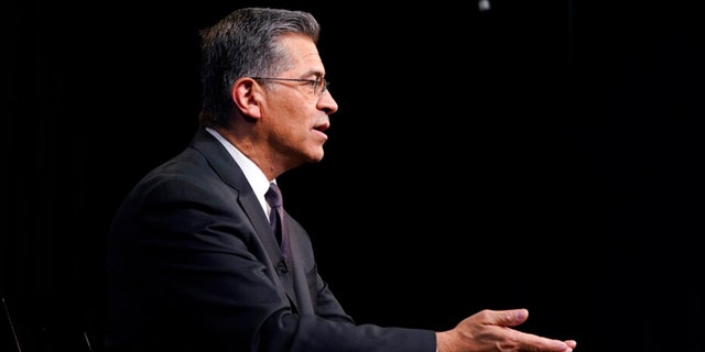 Health and Human Services Secretary Xavier Becerra is interviewed by the Associated Press, Thursday, March 17, 2022, in Washington. 