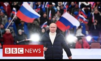 Vladimir Putin praises Russian “unity” at Moscow mass rally  – BBC News