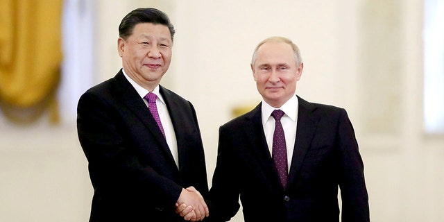 Russian President Vladimir Putin shakes hands with his Chinese counterpart Xi Jinping at the Kremlin in Moscow June 5, 2019. 