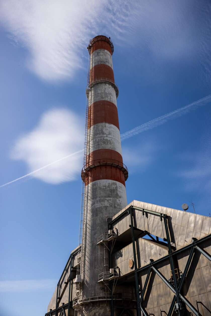 A smokestack at Scattergood Generating Station near El Segundo.