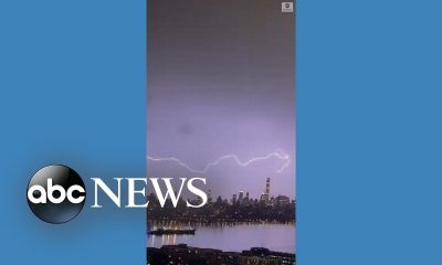 Lightning flashes across Manhattan sky