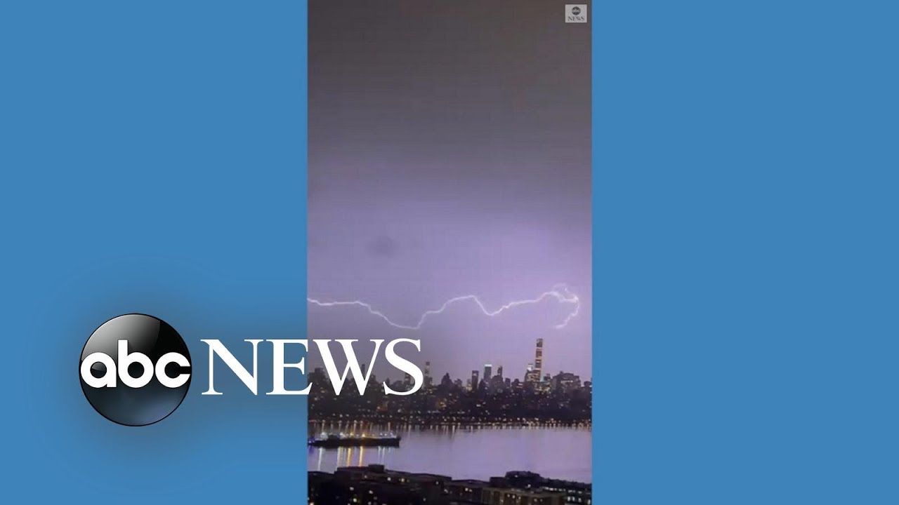 Lightning flashes across Manhattan sky