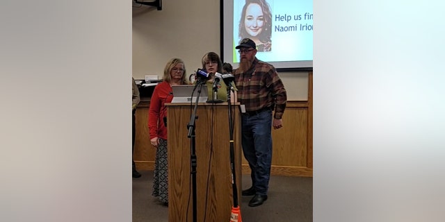 Naomi Irion's mother, sister and father speaking at a March 22 press conference.