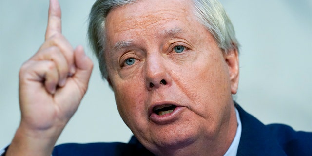 Sen. Lindsey Graham, R-S.C., questions Supreme Court nominee Ketanji Brown Jackson during a Senate Judiciary Committee confirmation hearing on Capitol Hill in Washington, Wednesday, March 23, 2022. 