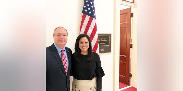 Jennifer Carnahan (right) with her now-late husband, then-Rep. Jim Hagedorn, who died in Feb. 2022.