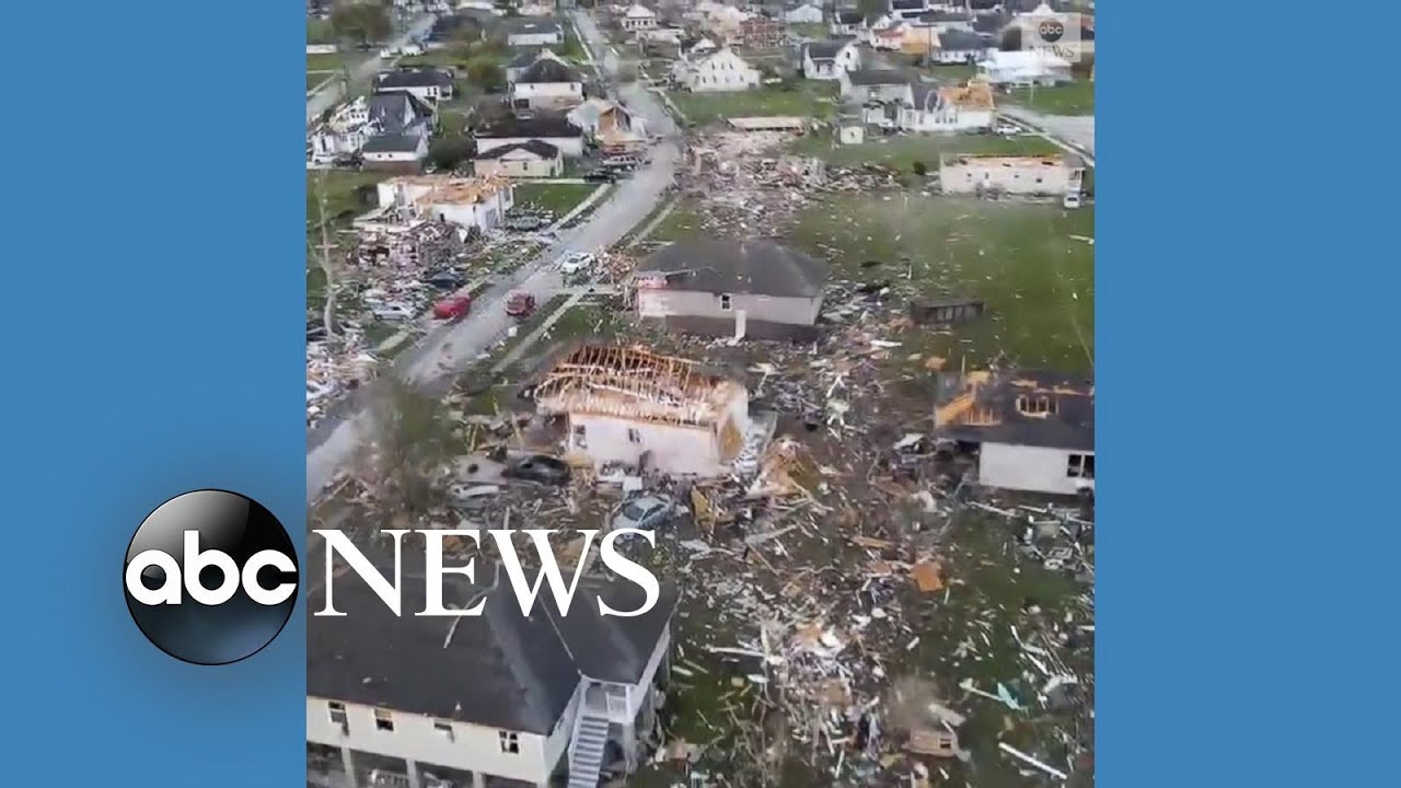 Drone footage shows tornado destruction in Louisiana
