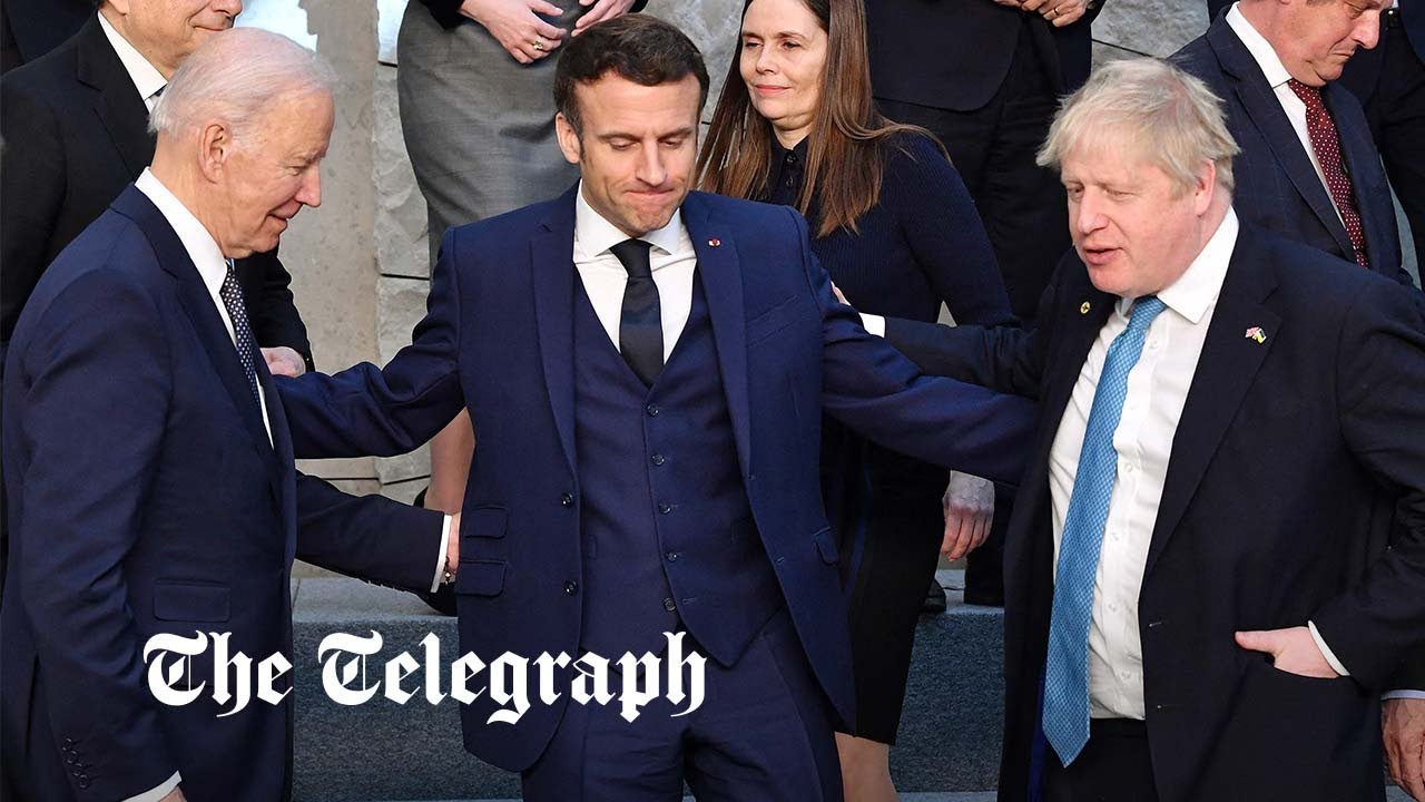 Boris Johnson, Biden and Macron link arms in display of unity at Nato summit