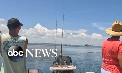 Family surprised by leaping great white shark