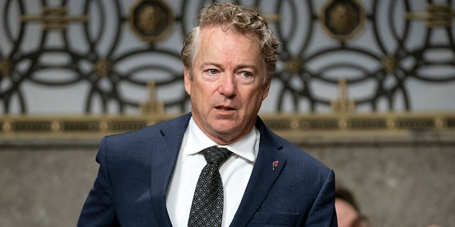 Sen. Rand Paul, R-Ky., arrives for a Senate Health, Education, Labor, and Pensions Committee hearing to examine the federal response to  examine the federal response to COVID-19 and new emerging variants on Jan. 11, 2022, at Capitol Hill in Washington.