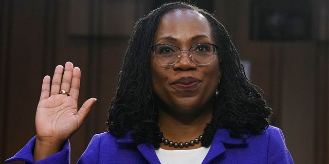 Supreme Court nominee Judge Ketanji Brown Jackson is sworn in for her confirmation hearing before the Senate Judiciary Committee Monday, March 21, 2022, on Capitol Hill in Washington. (AP Photo/Jacquelyn Martin)