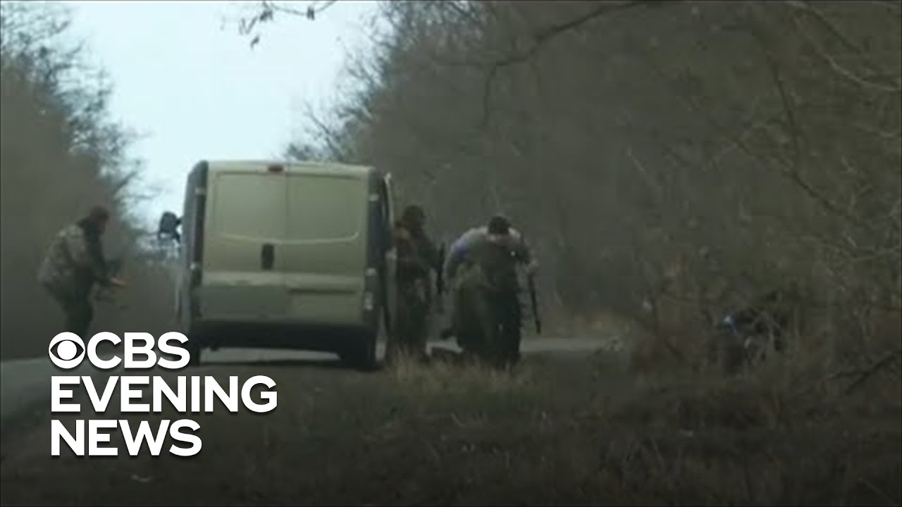 CBS News crew takes cover while reporting in Ukraine