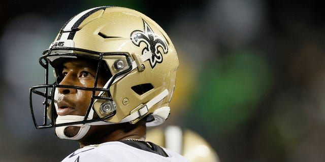 Jameis Winston #2 of the New Orleans Saints looks on against the Seattle Seahawks during the fourth quarter at Lumen Field on Oct. 25, 2021 in Seattle, Washington.