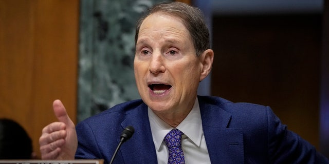 Sen. Ron Wyden (D-OR) questions U.S. Surgeon General Dr. Vivek Murthy during a Senate Finance Committee hearing about youth mental health on Capitol Hill on Feb. 8, 2022 in Washington, D.C.