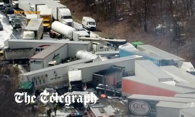 Dramatic moment 50 cars pile-up on Pennsylvania motorway in US