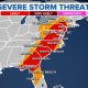 Severe weather threat shifts to East Coast as winter event moves over Midwest