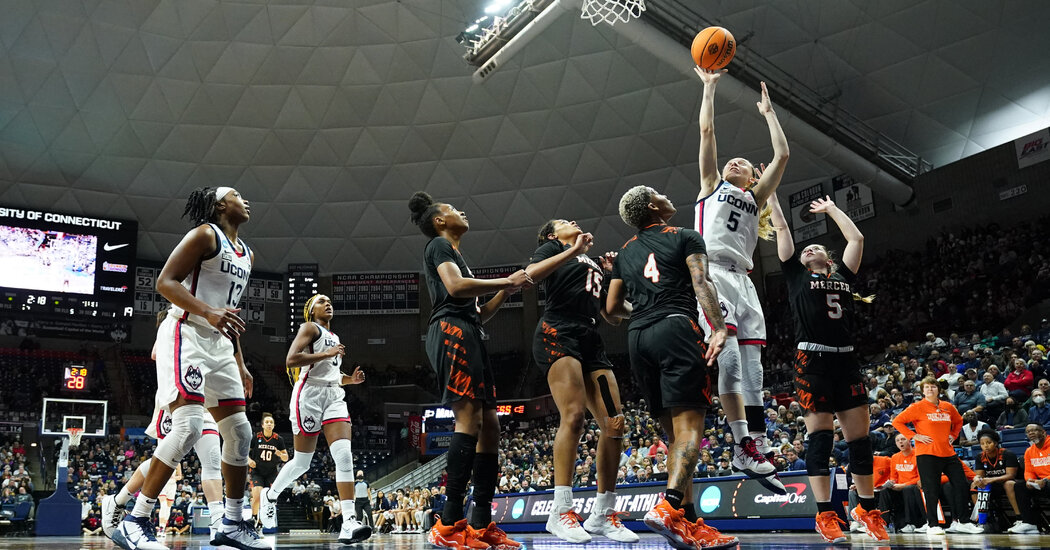 N.C.A.A. Women’s Tournament: UConn Handles Mercer; Belmont Upsets Oregon