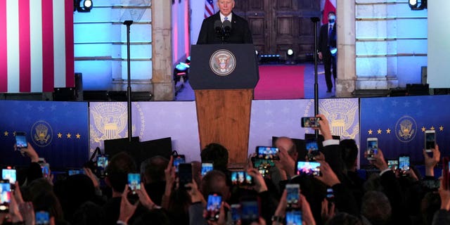 President Joe Biden speaks during an event at the Royal Castle, amid Russia's invasion of Ukraine, in Warsaw, Poland, March 26, 2022.