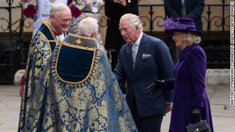 Prince Charles and Camilla arrive for the Commonwealth Day Service at Westminster Abbey.