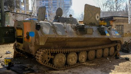 A captured Russian artillery support vehicle.