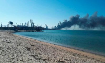 Ukrainians claim to have destroyed large Russian warship in Berdyansk