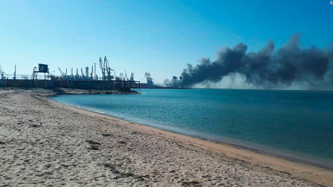 Ukrainians claim to have destroyed large Russian warship in Berdyansk