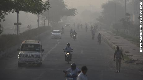 Heavy smog was seen in the areas surrounding the Ghazipur landfill on March 29, 2022.