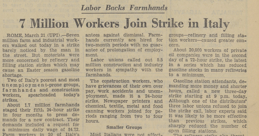 1972: Millions of Workers Strike in Italy