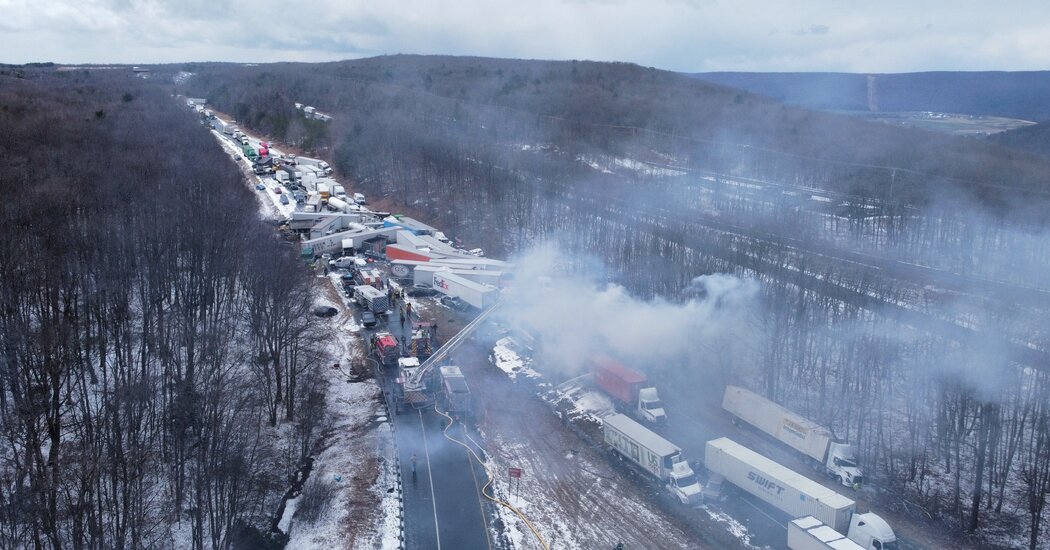 Snow Squall Leads to 50-Car Pileup on Pennsylvania Highway