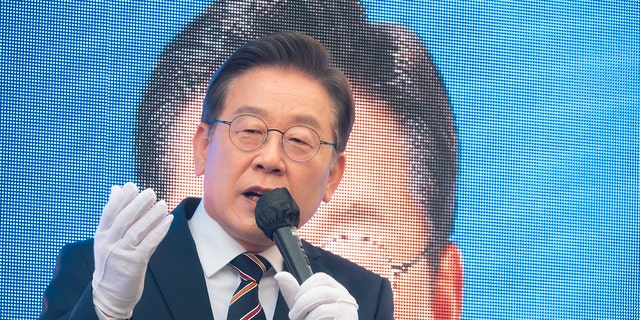 Ruling Democratic Party of Korea presidential candidate Lee Jae-Myung participates in his campaign in Seoul, South Korea, March 8, 2022.