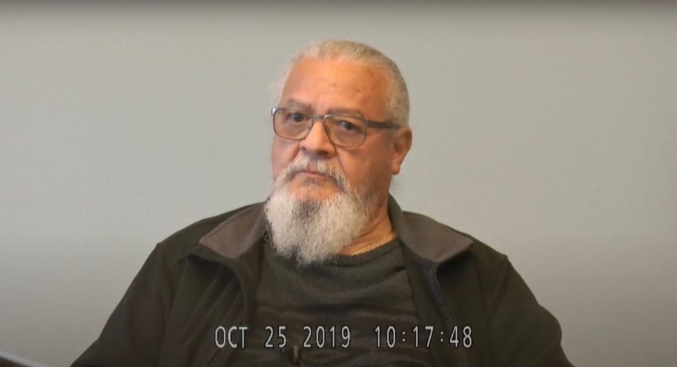Reynaldo Guevara, a former detective with Chicago police, seen in a deposition video with attorneys from Bonjean Law Firm on Oct. 25, 2019.