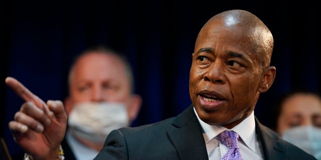 New York City Mayor Eric Adams speaks during a news conference in the Brooklyn borough of New York, Tuesday, Jan. 4, 2022.