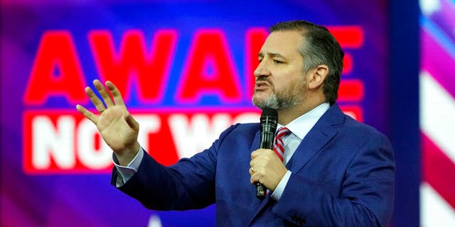 Sen. Ted Cruz, R-Texas, speaks at the Conservative Political Action Conference (CPAC) Thursday, Feb. 24, 2022, in Orlando, Fla. (AP Photo/John Raoux)