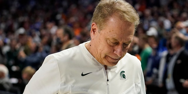 Michigan State head coach Tom Izzo walks off the court after a loss to Duke in a college basketball game in the second round of the NCAA tournament, Sunday, March 20, 2022, in Greenville, S.C.