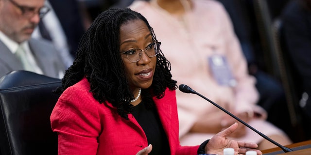 Supreme Court nominee Ketanji Brown Jackson speaks during her confirmation hearing before the Senate Judiciary Committee, Tuesday, March 22, 2022, in Washington. 