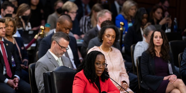 Supreme Court nominee Ketanji Brown Jackson speaks during her confirmation hearing before the Senate Judiciary Committee, Tuesday, March 22, 2022, in Washington. 