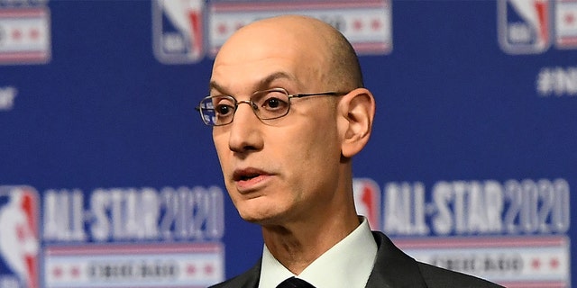 CHICAGO, ILLINOIS - FEBRUARY 15: NBA Commissioner Adam Silver speaks to the media during a press conference at the United Center on February 15, 2020 in Chicago, Illinois.