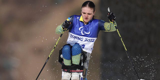 Anastasiia Laletina of Team Ukraine competes in the Women's Sprint Sitting Qualification on day five of the Beijing 2022 Winter Paralympics at Zhangjiakou National Biathlon Centre on March 9, 2022, in Zhangjiakou, China.