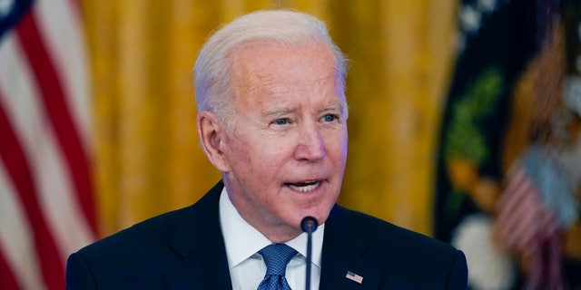 President Joe Biden speaks during a meeting on efforts to lower prices for working families, in the East Room of the White House in Washington, Monday, Jan. 24, 2022. (AP Photo/Andrew Harnik)