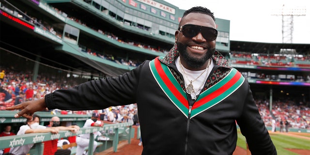 David Ortiz of the Red Sox walks on the field before a baseball game against the Cleveland Indians, Sept. 5, 2021, in Boston.