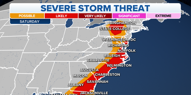 East Coast severe storm threat